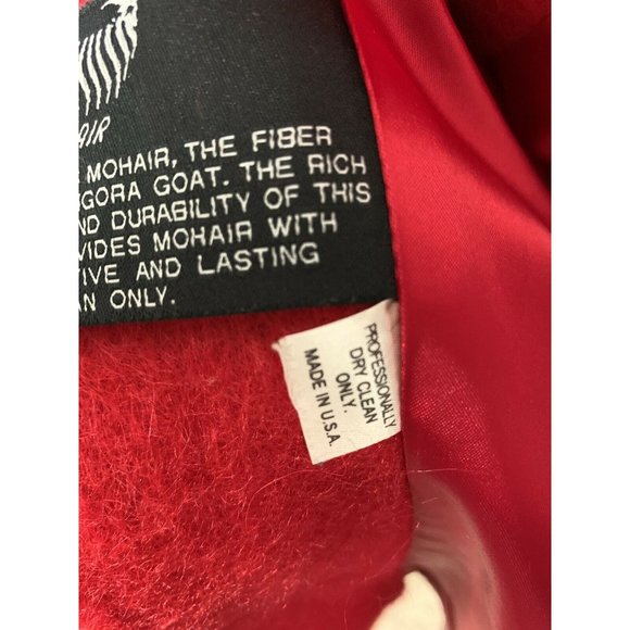 Vtg Leslie Fay Womens M/L Red Mohair Trench Coat Buttoned Front Pockets … - Picture 3 of 9